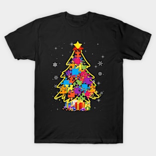 Autism Christmas Tree Gift For A Proud Autistic Person T-Shirt